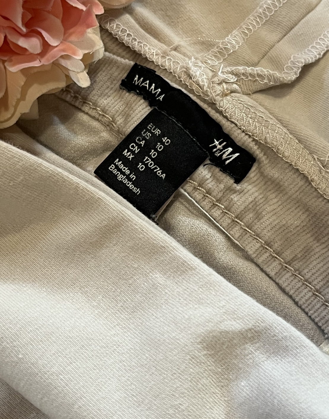 Дамски рипсен кадифен панталон за бременни H&M