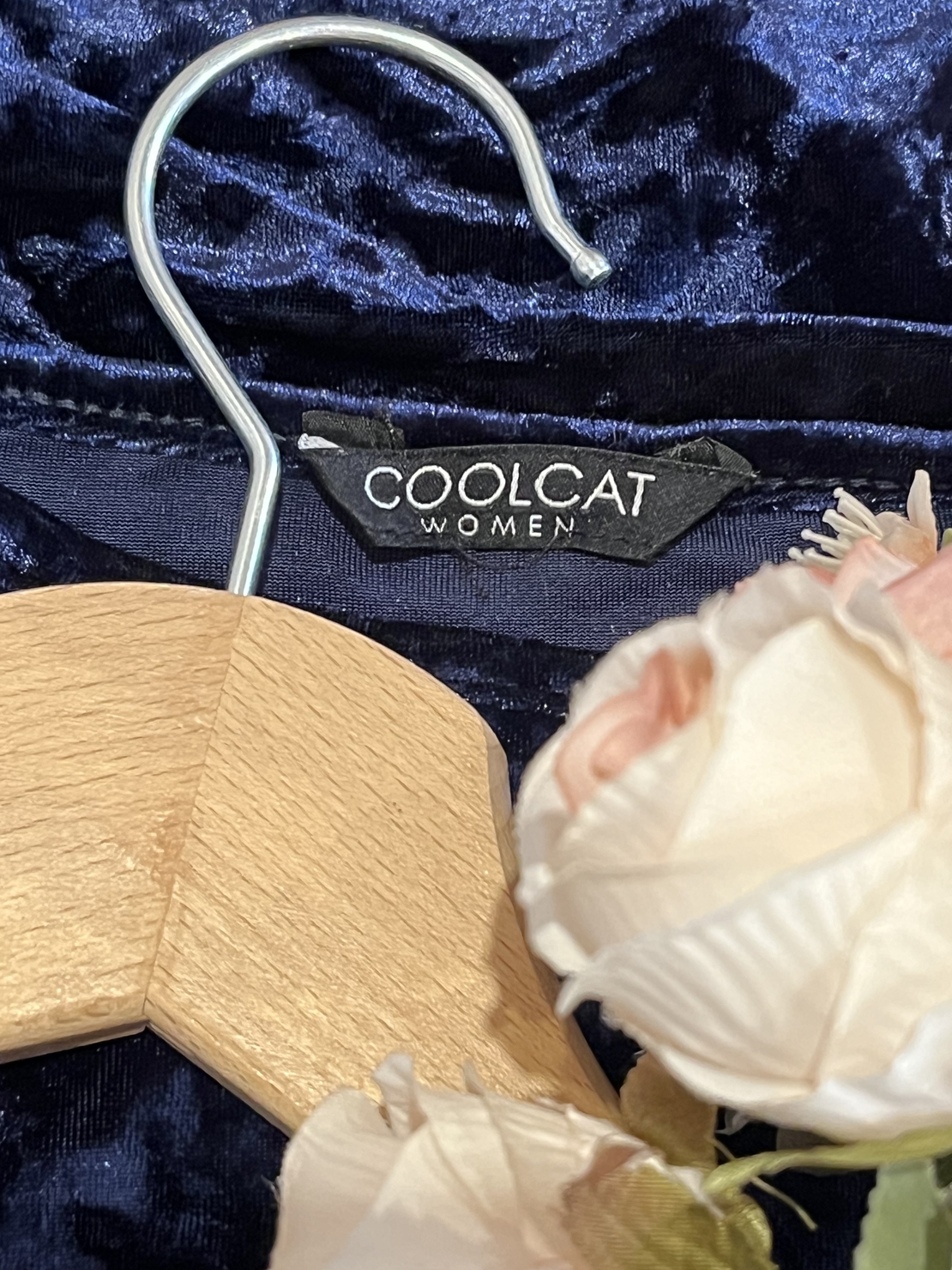 Дамска блуза кадифе с къс ръкав COOLCAT Women Navy