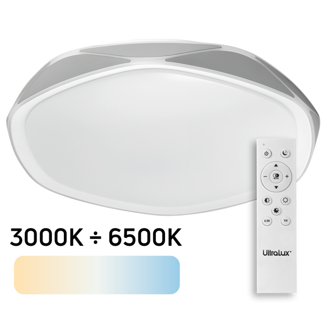 LED димираща CCT плафониера с дистанционно управление сива 72W max IP20 кръг  плафониера сив Кръг