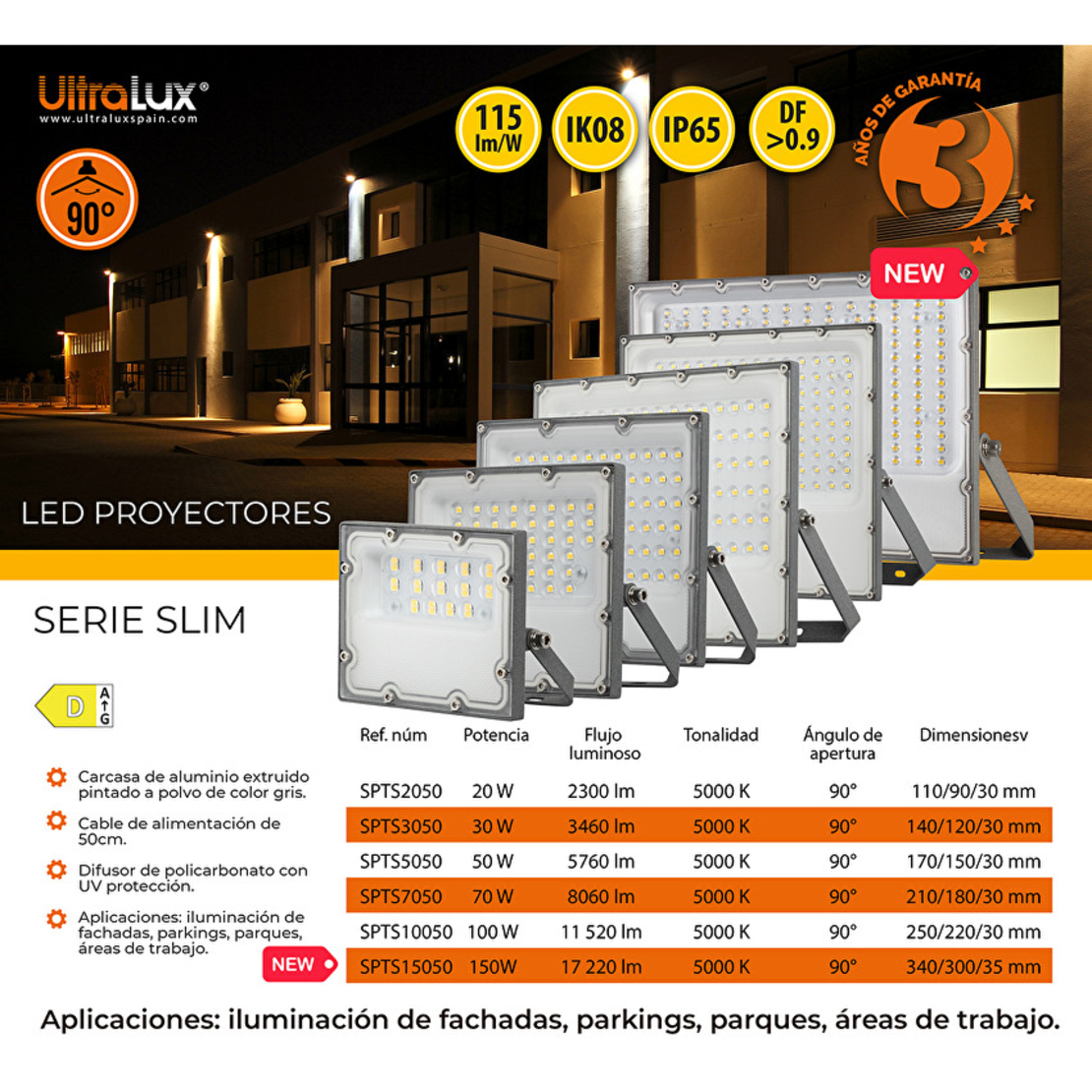 LED SLIM прожектор неутрална IP65  220V-240V AC 90° 30W 5000K SMD 2835