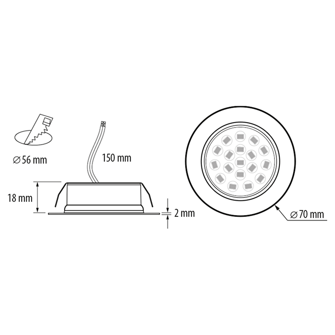Мини LED луна за вграждане неутрална сатиниран месинг IP44  220V-240V AC 60° 4W 4200K SMD 2835