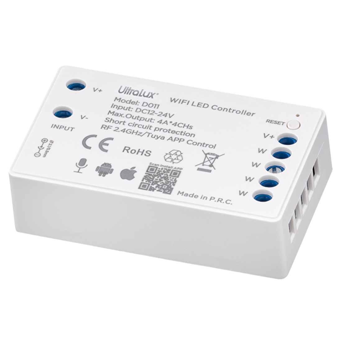 2.4G RF WIFI димер за едноцветна LED лента 16A  12-24V DC  192W(12V) 384W(24V)