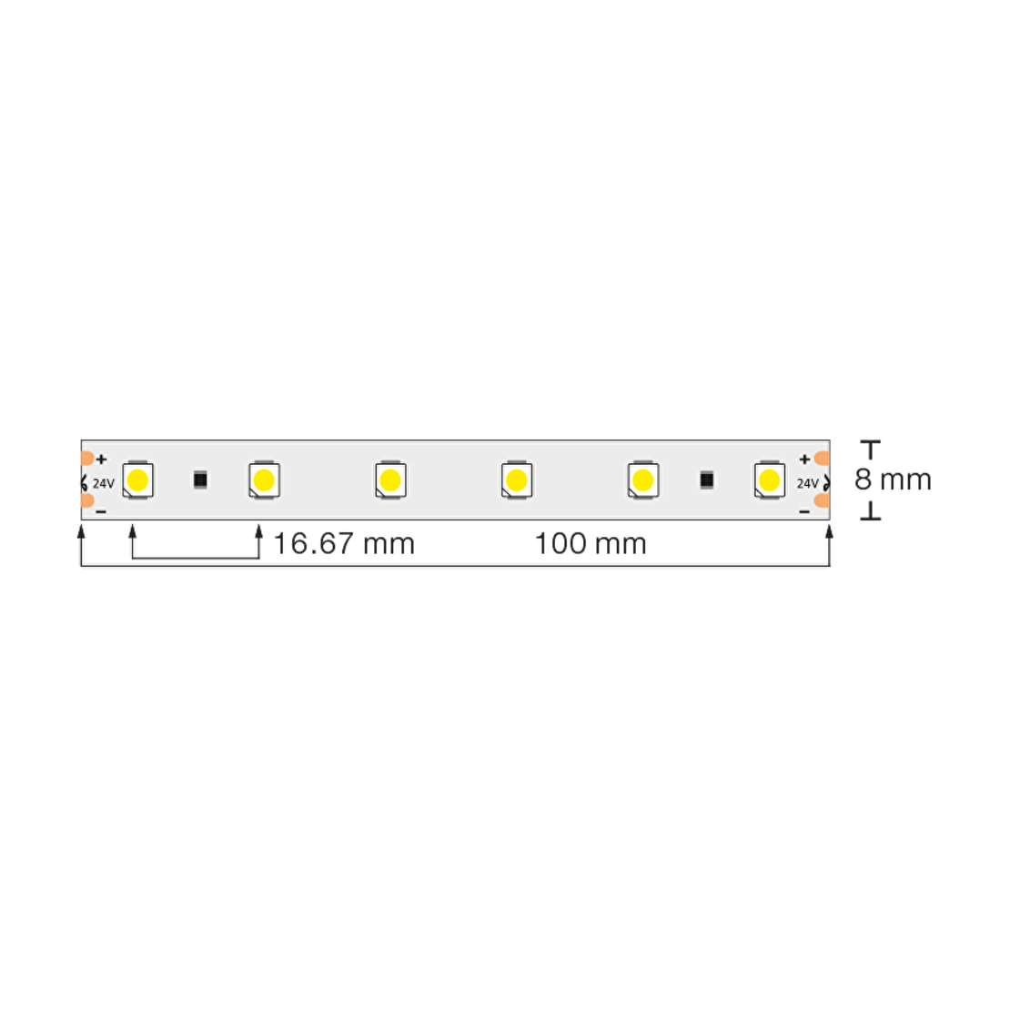Професионална LED лента топло бяла 5м  24V DC 120° 4.8W/m Warm White SMD 3528