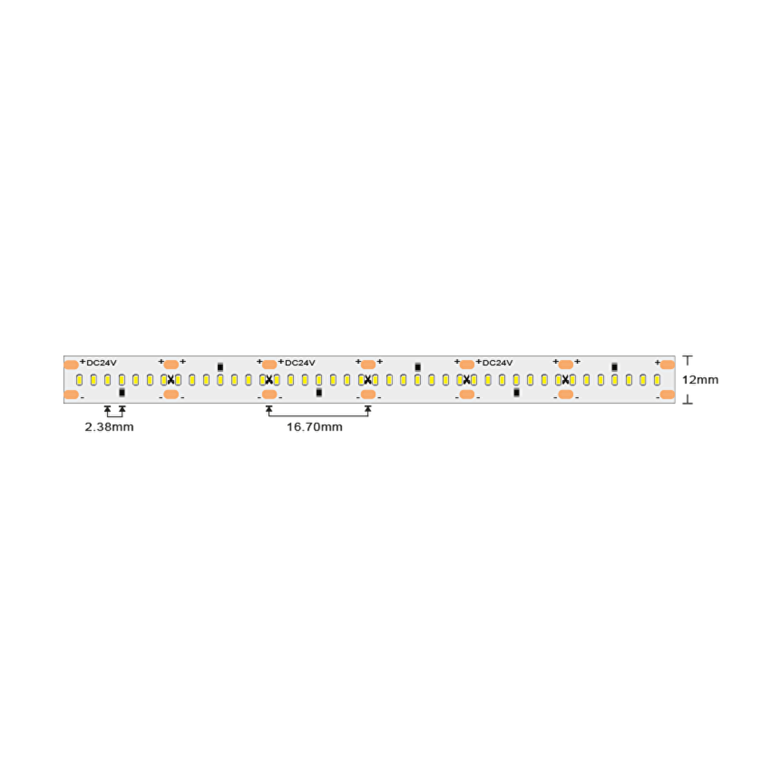 Професионална LED лента топло бяло 5м IP20  24V DC 120° 22W/m 2700K SMD 2110
