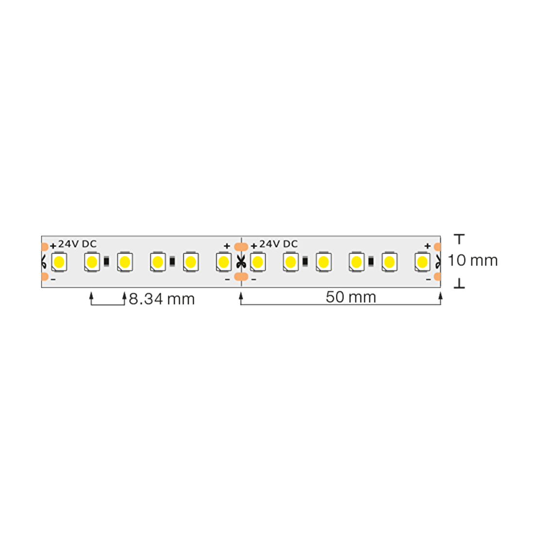 Професионална LED лента неутрално бяла 5м  24V DC 120° 9.6W/m Neutral white SMD 3528