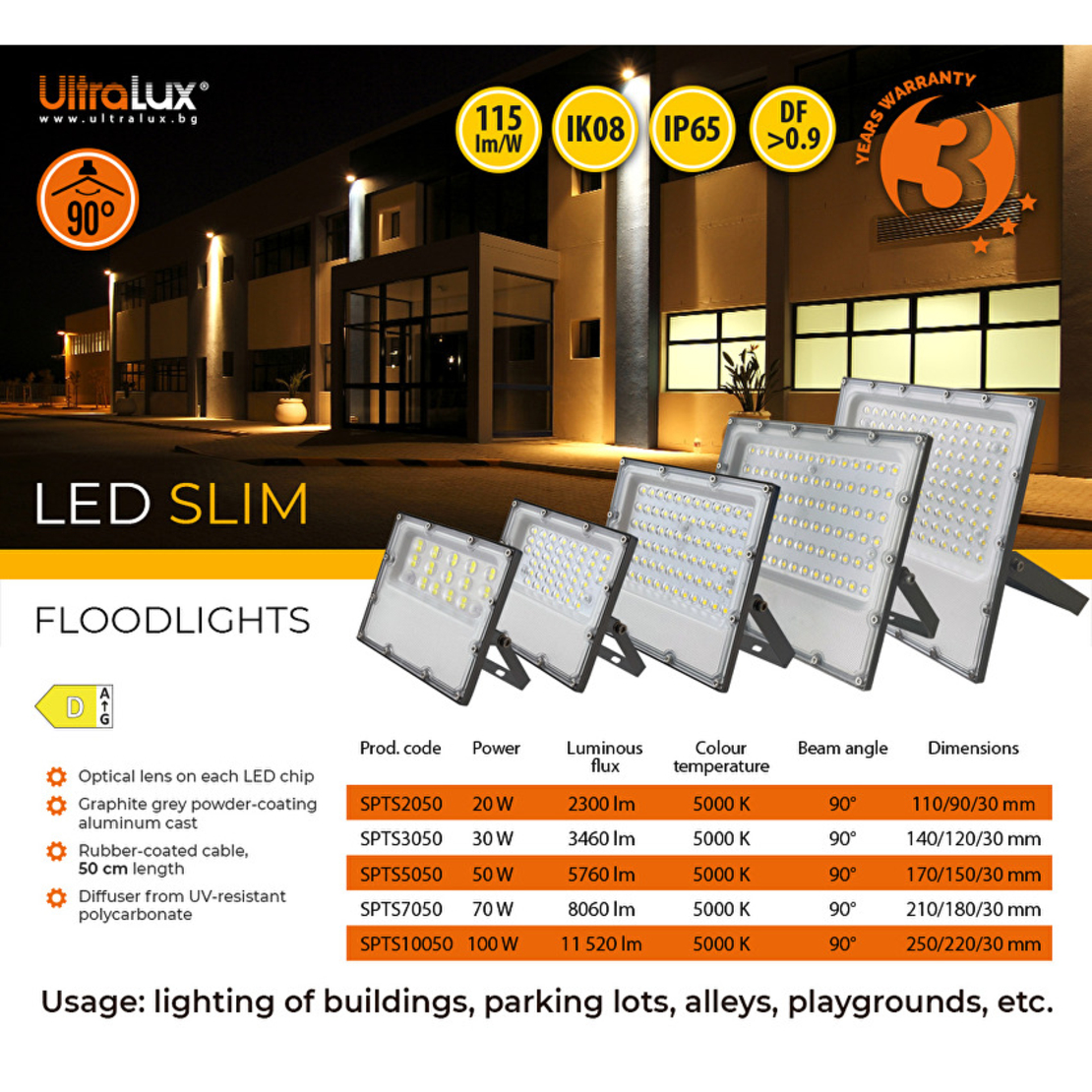 LED SLIM прожектор неутрална IP65  220V-240V AC 90° 30W 5000K SMD 2835