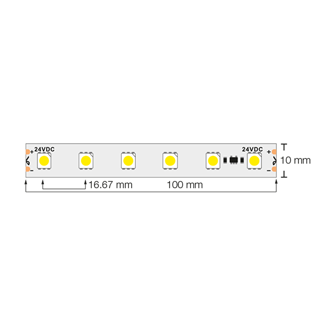 Професионална LED лента със стабилизатор на ток неутрално бяла 5м  24V DC 120° 14.4W/m Neutral white SMD 5050