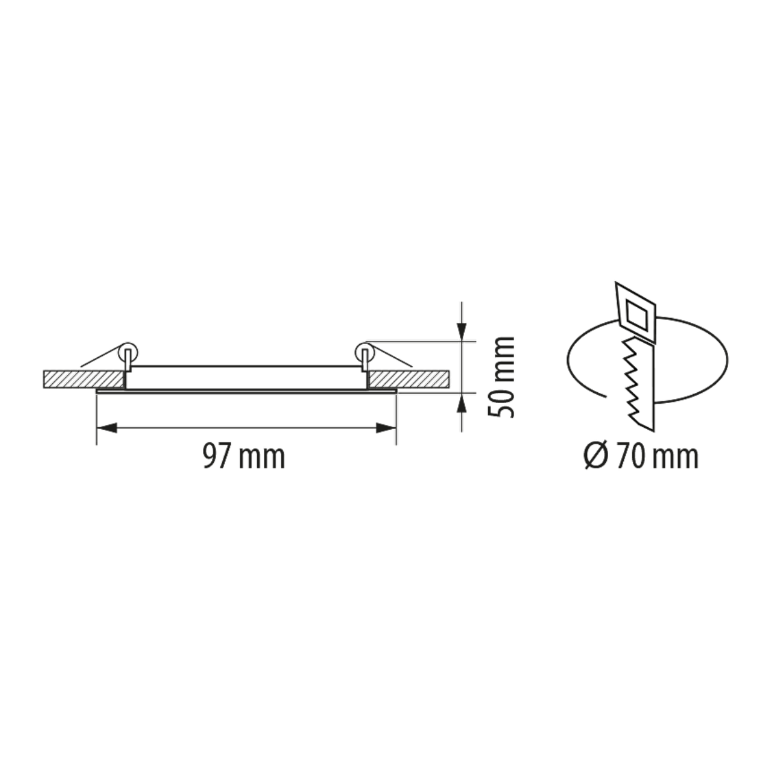 LED стъклен панел кръг IP44  220V-240V AC 120° 6W 4200K SMD 2835