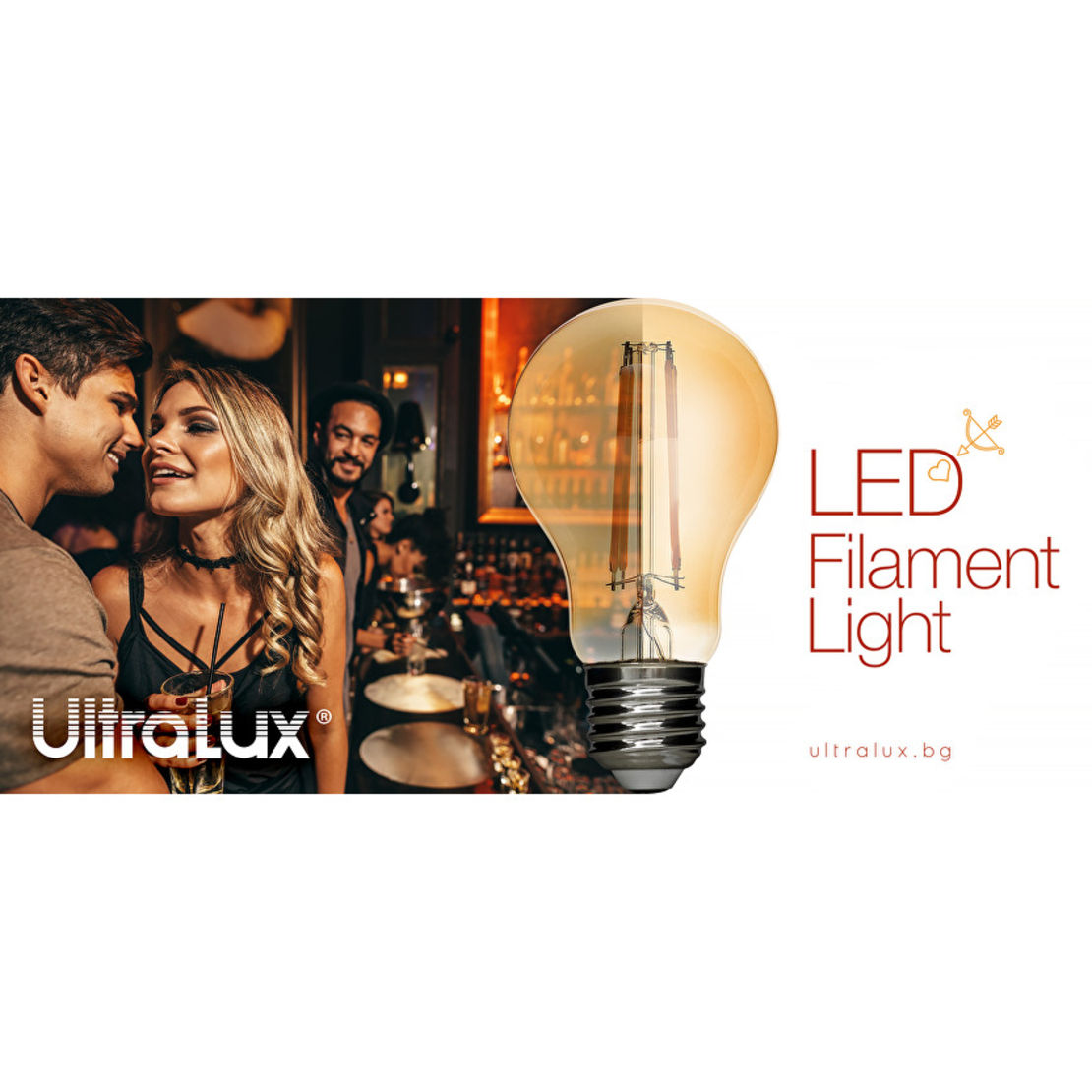 LED димиращ filament топка амбър E27 220V-240V AC 360° 4W 2500К Filament