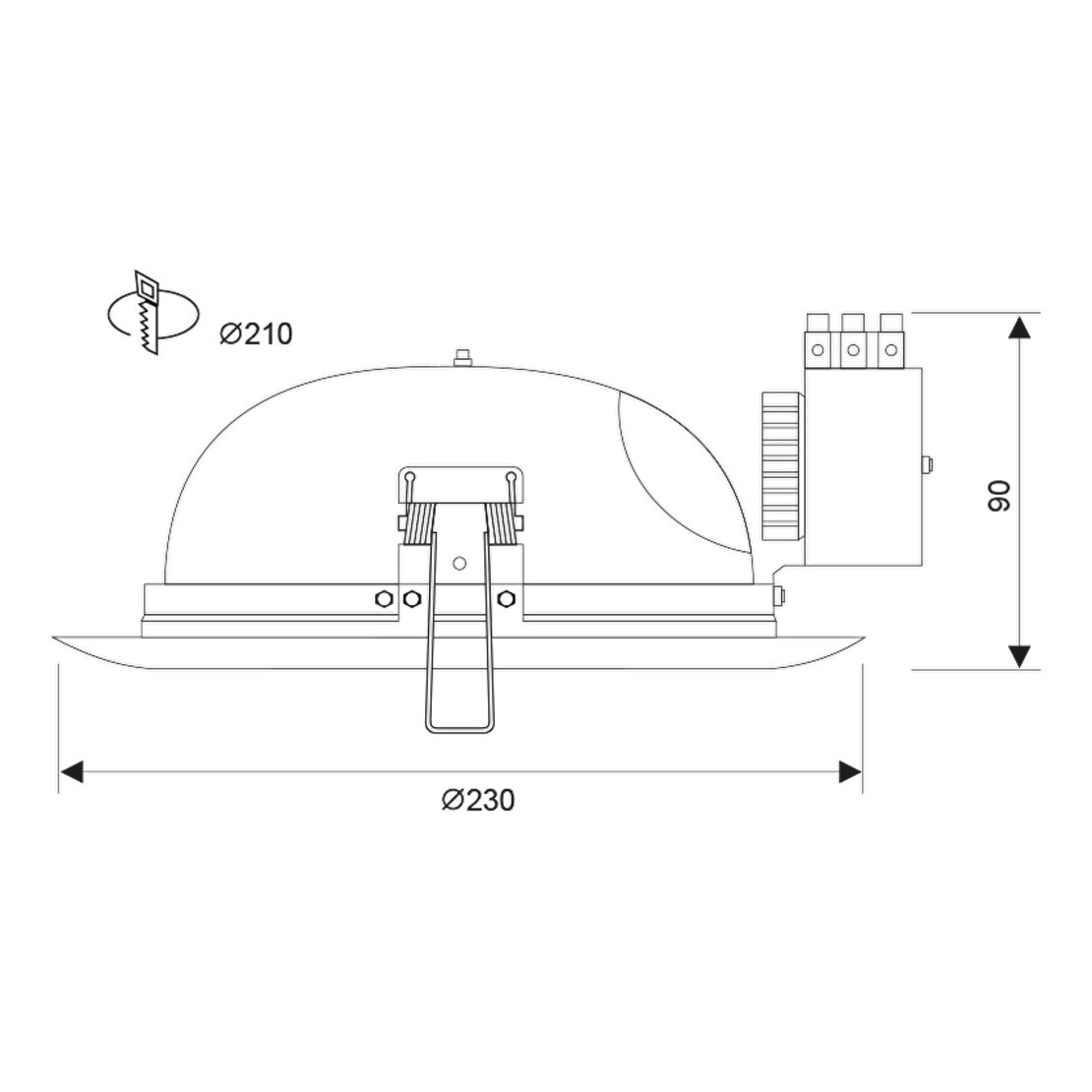 Луна за вграждане 230mm E27 стационарна бяла