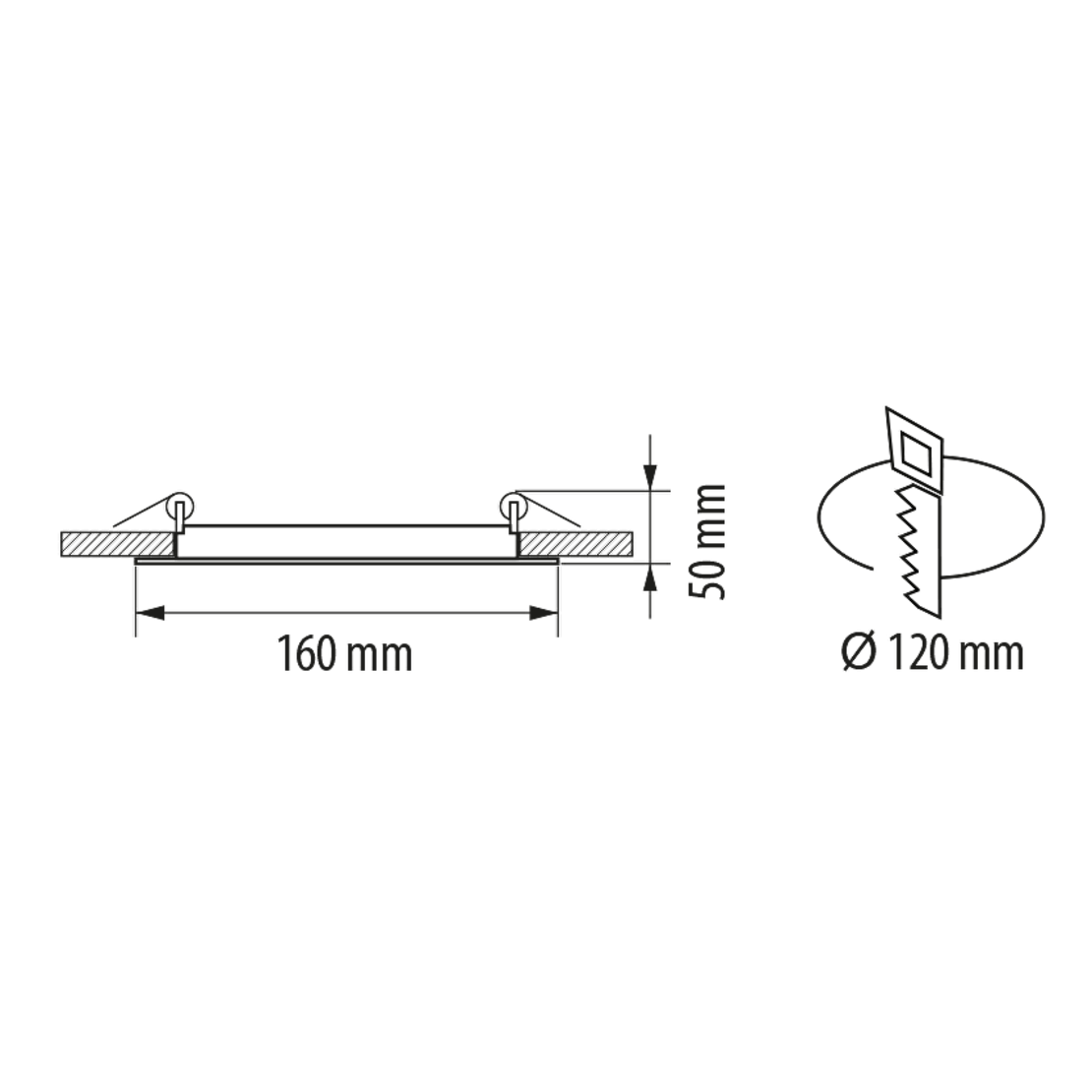 LED стъклен панел кръг IP44  220V-240V AC 120° 12W 4200K SMD 2835