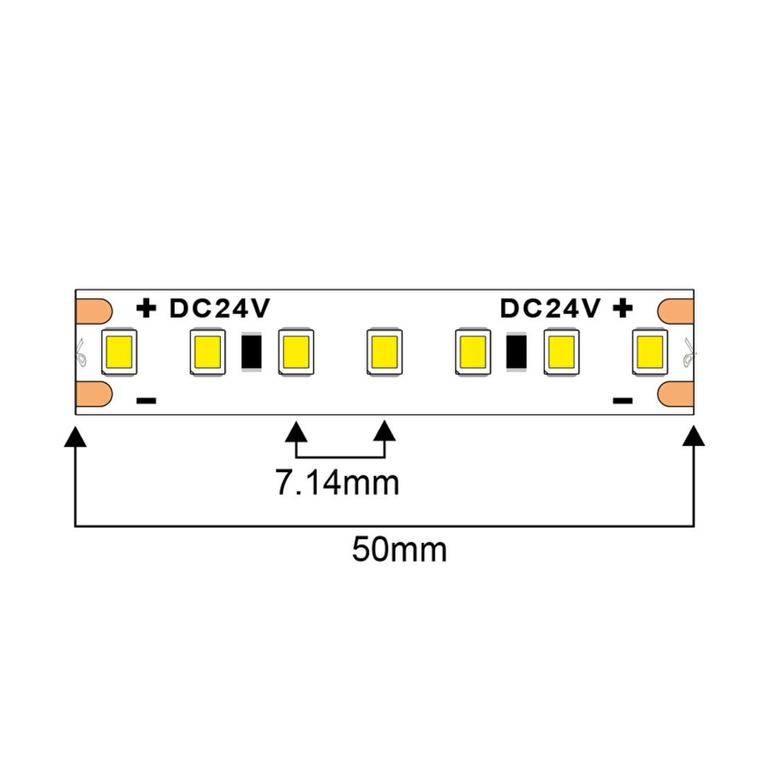 Професионална LED лента топло бяла 5м IP20  24V DC 120° 14.4W/m 2700K SMD 2835