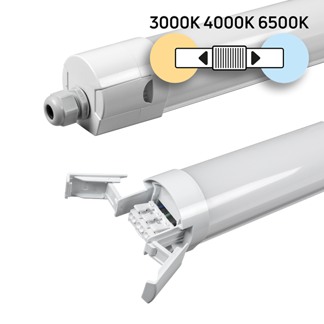 LED slim индустриално осв. тяло CCT 1.2m PC  220V-240V AC 120° 36W 3000K/4000K/6500K SMD 2835