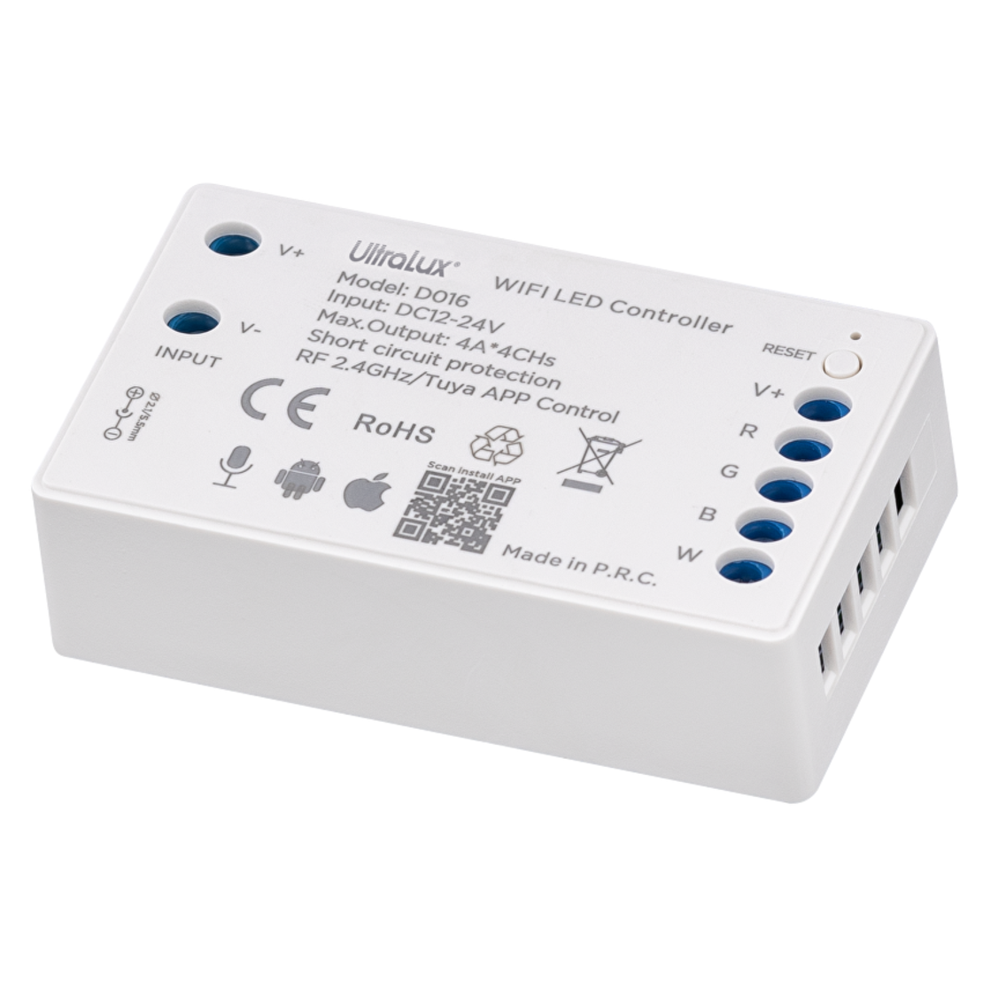 2.4G RF WIFI контролер за RGBW LED лента 16А  12-24V DC  192W(12V) 384W(24V)