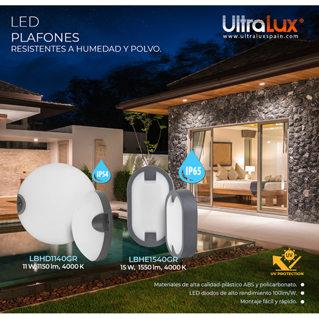 LED IP54 11W  плафониера сив Кръг