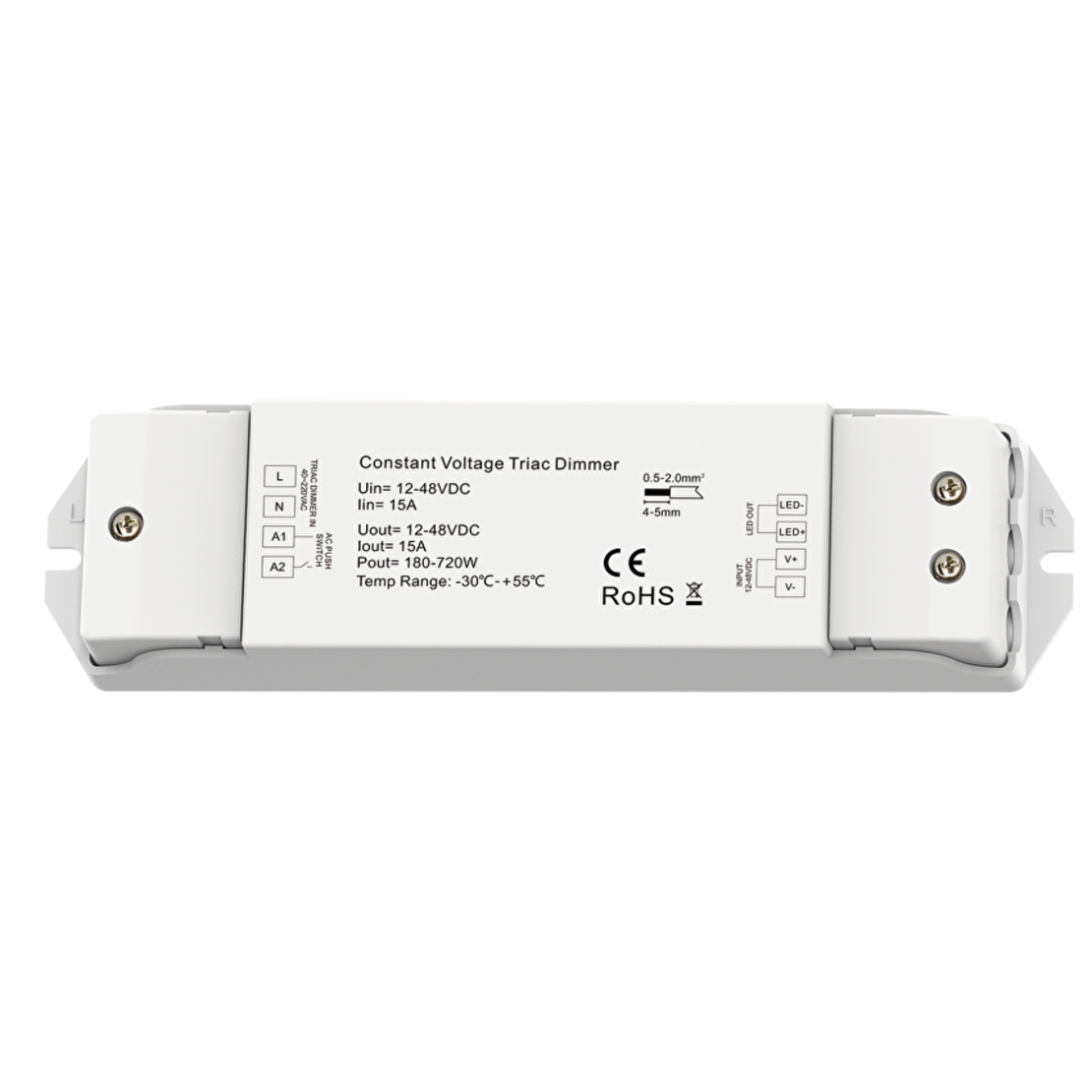 Контролер с TRIAC, PUSH управление 15А  12-48V DC  180W(12V)/360W(24V)/720W(48V)