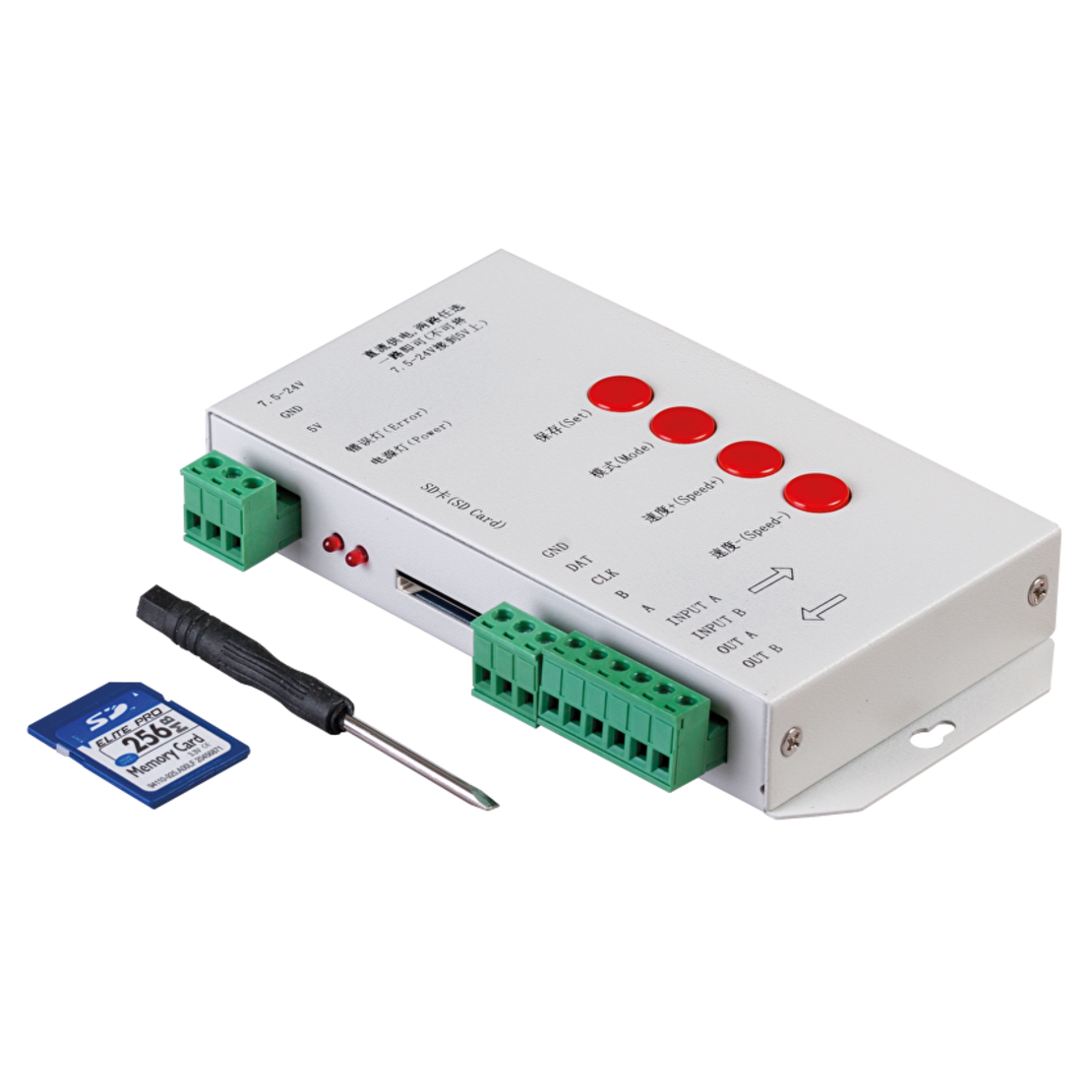 Универсален контролер за дигитално LED осветление SD-карта,1 порт  5-24V DC  2048 pixels