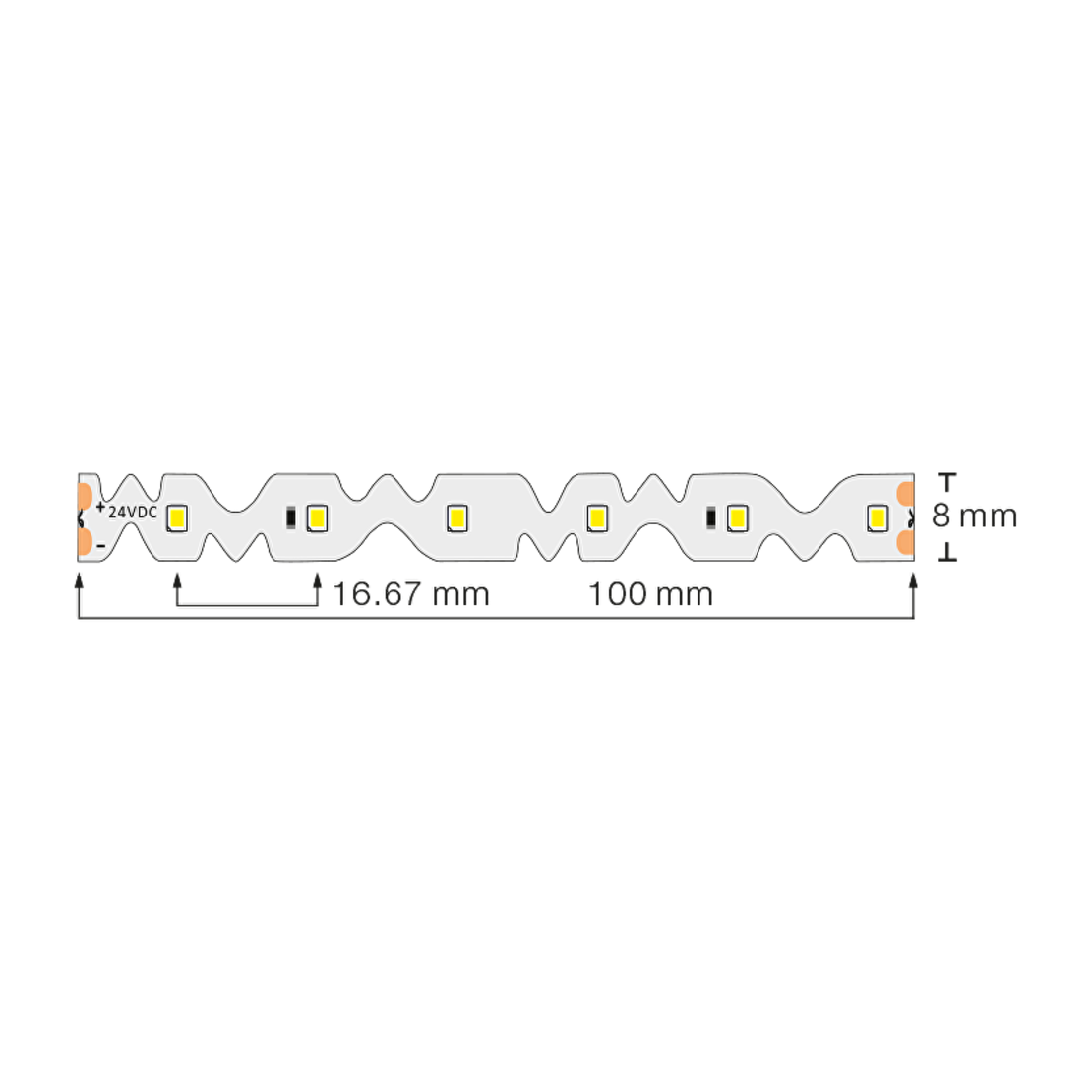Професионална LED лента топло бяла 5м  24V DC 120° 9.6W/m 2700K SMD 2835