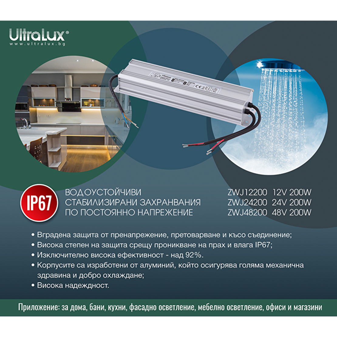 Захранване, водоустойчиво  12V DC  200W