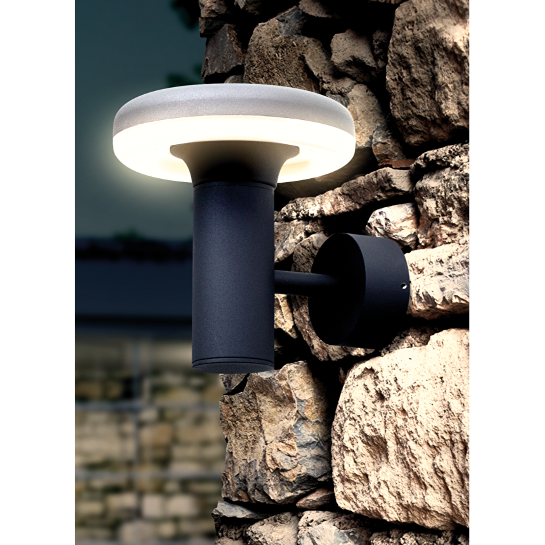 LED фасадно осв. тяло, 6W, 2700K, IP65, кръг  за стена графит