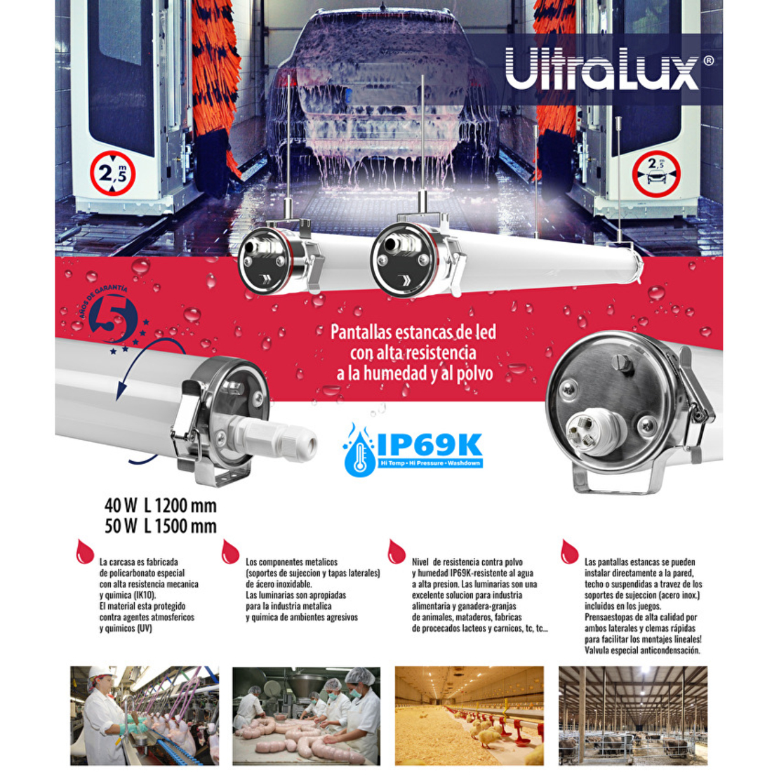 LED цилиндрично индустр. осв. тяло IP69K IK10  220V-240V AC 180/360 40W 4000K SMD 2835