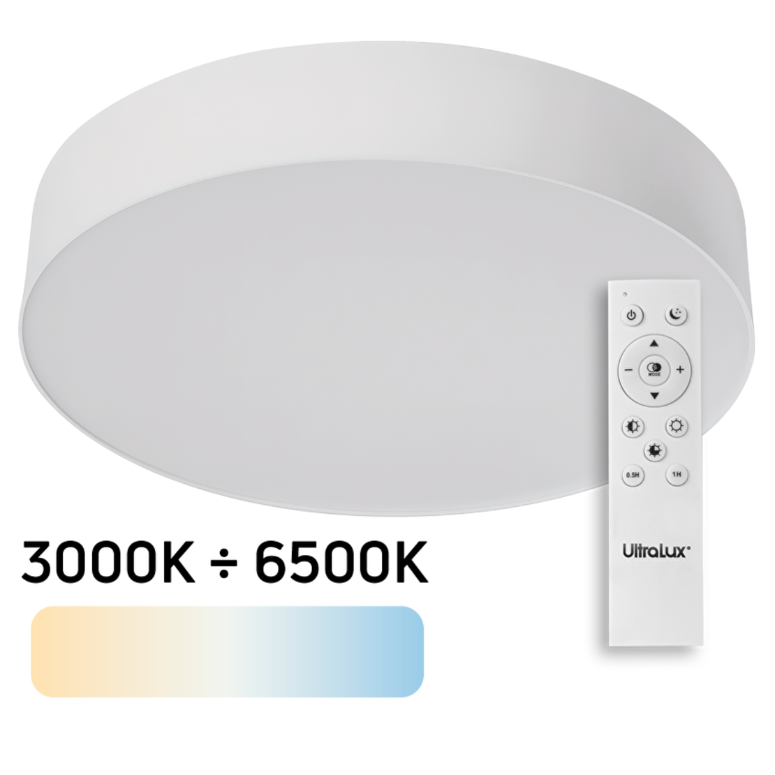 LED димираща CCT плафониера с дистанционно управление 72W max IP20 кръг  плафониера бяла Кръг