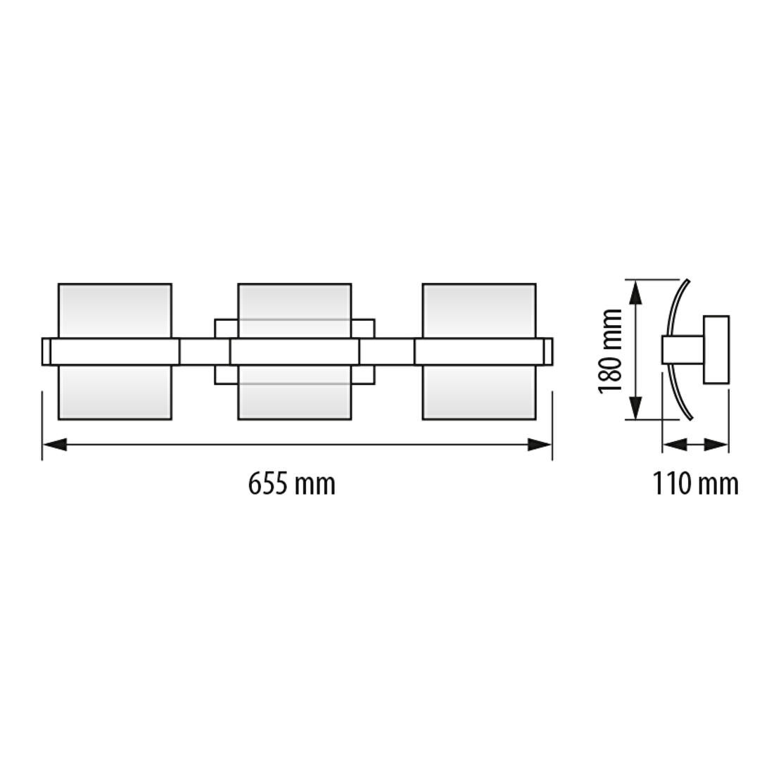 LED осв. тяло 3х5W, 4200K, IP20  за стена хром