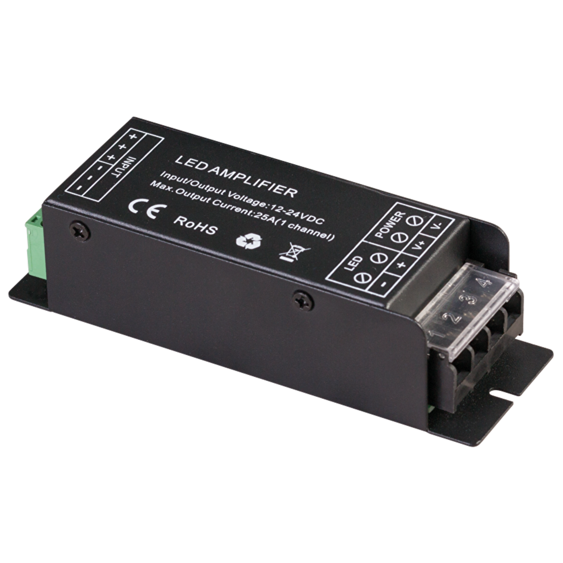 Усилвател за едноцветна LED лента, 25A  12-24V DC  300W(12V) 600W(24V)
