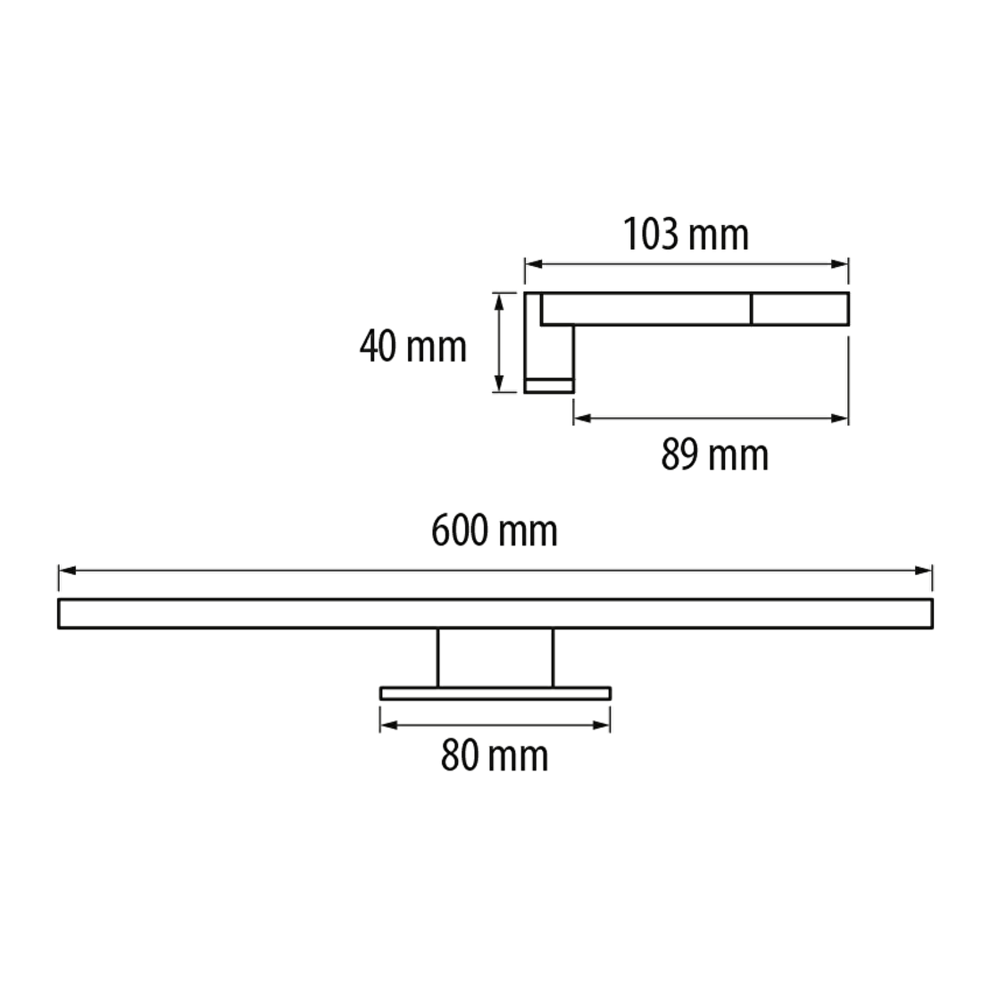 LED лампа IP44 8W 4200K  за шкаф и огледало хром