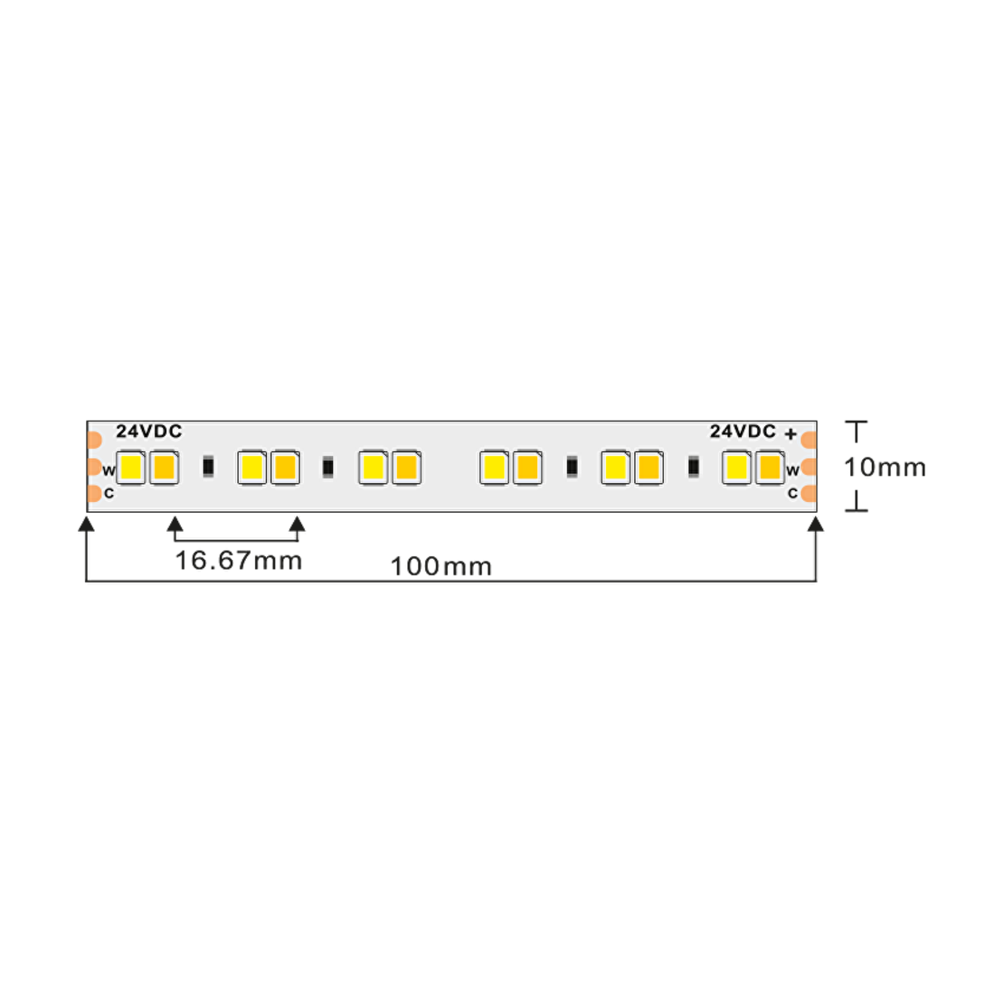 Професионална LED лента CCT 5m IP20  24V DC 120° 18W/m 2700K-6500K SMD 2835