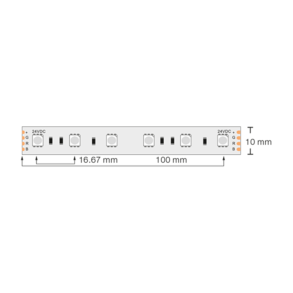 Професионална LED лента RGB 5м  24V DC 120° 14.4W/m RGB SMD 5050