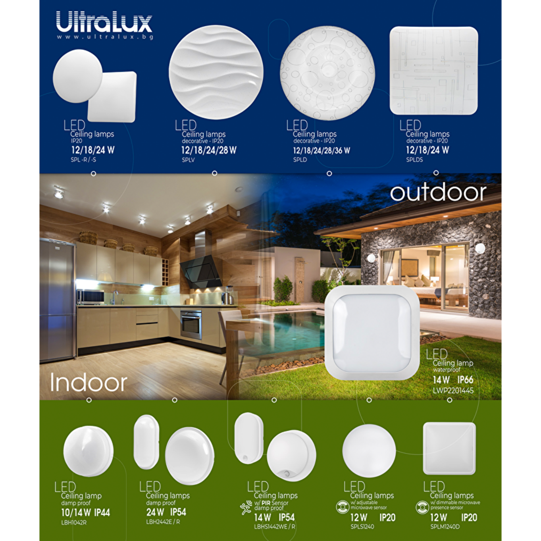 LED 24W 4200K елипса IP54  плафониера бяла