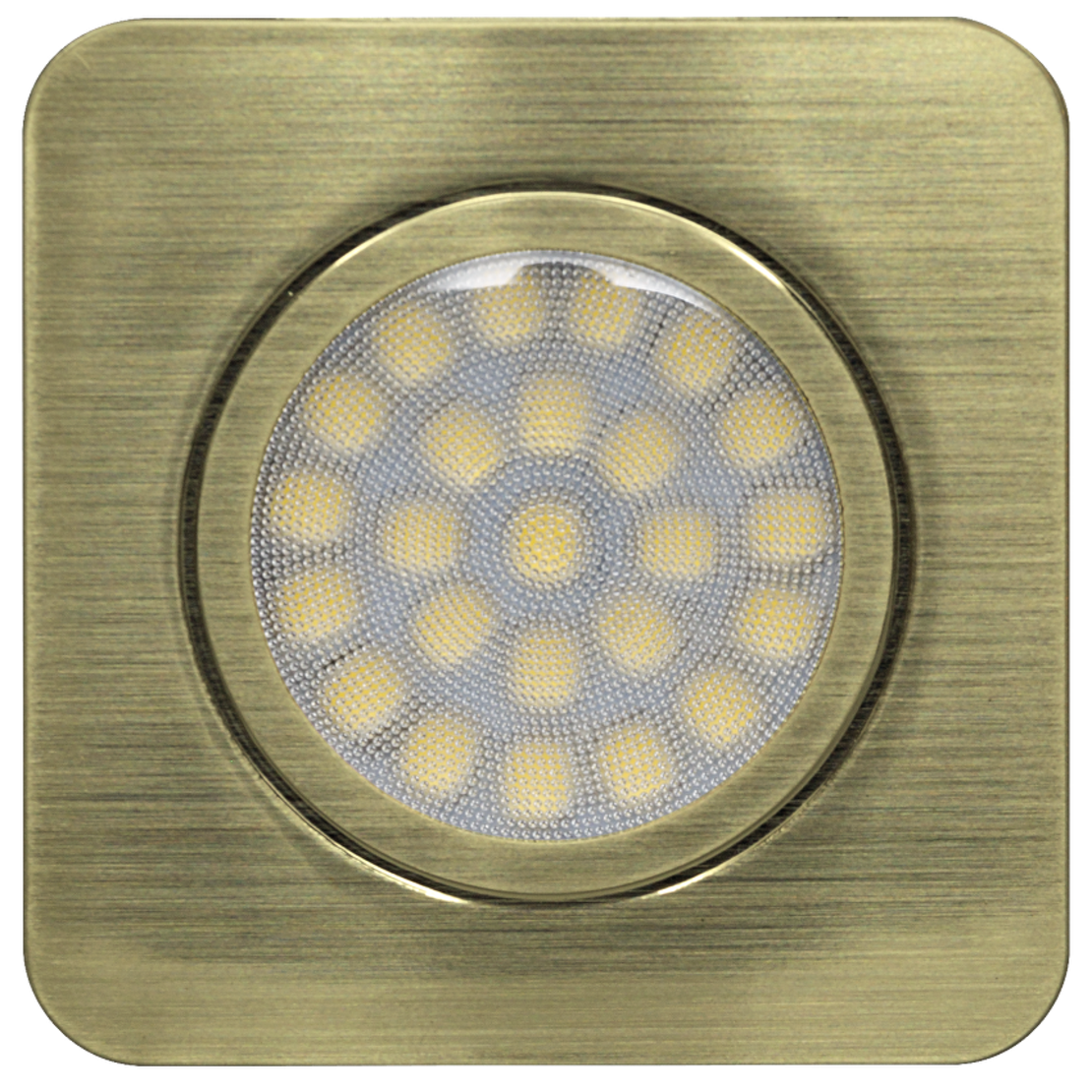 LED мебелна луна за вграждане квадрат IP44 сатиниран месинг  12V DC 60° 3W 4200K SMD 2835