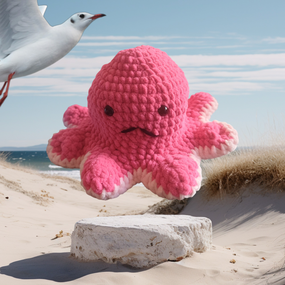 Двулицево плетено октоподче  | Усмихнато и намръщено | Ръчна изработка