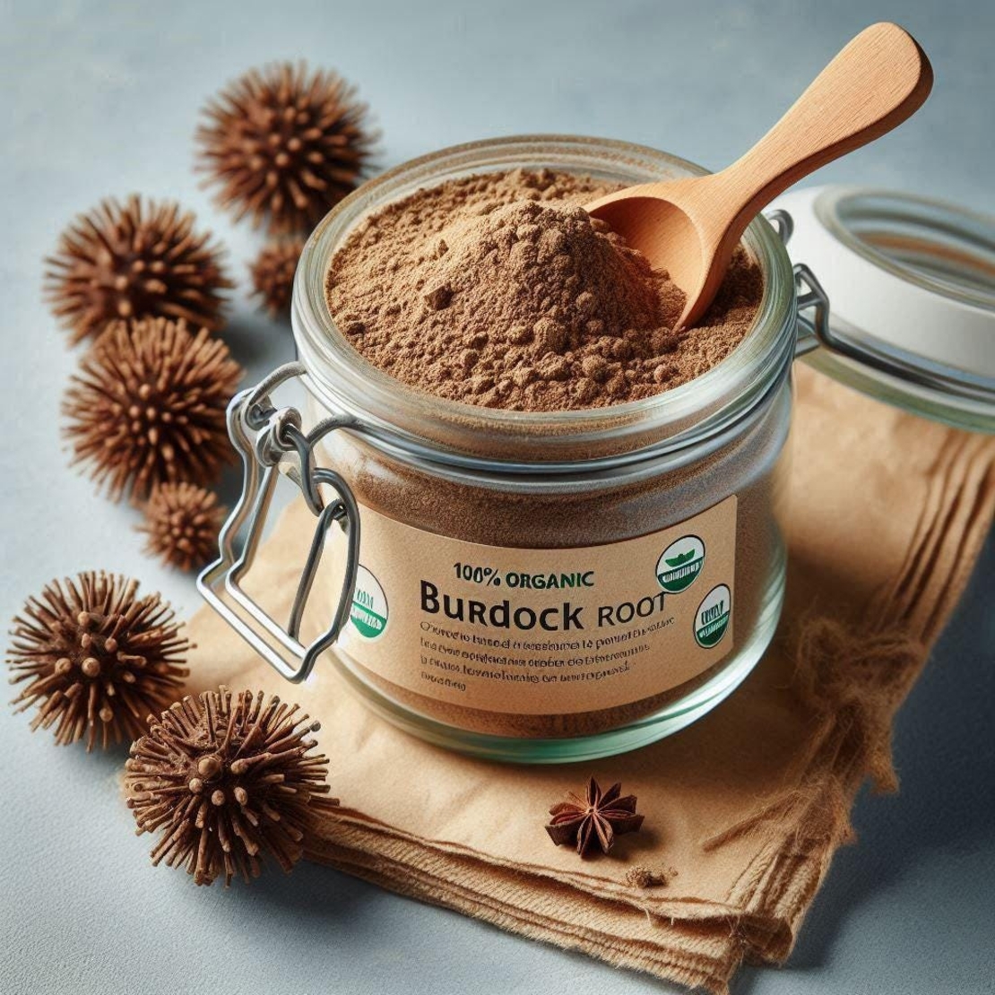 Organic BURDOCK ROOT POWDER | acrtium lappa | burdock root tea | herbal tea | organic herbs | dried root powder | powder | burdock powder