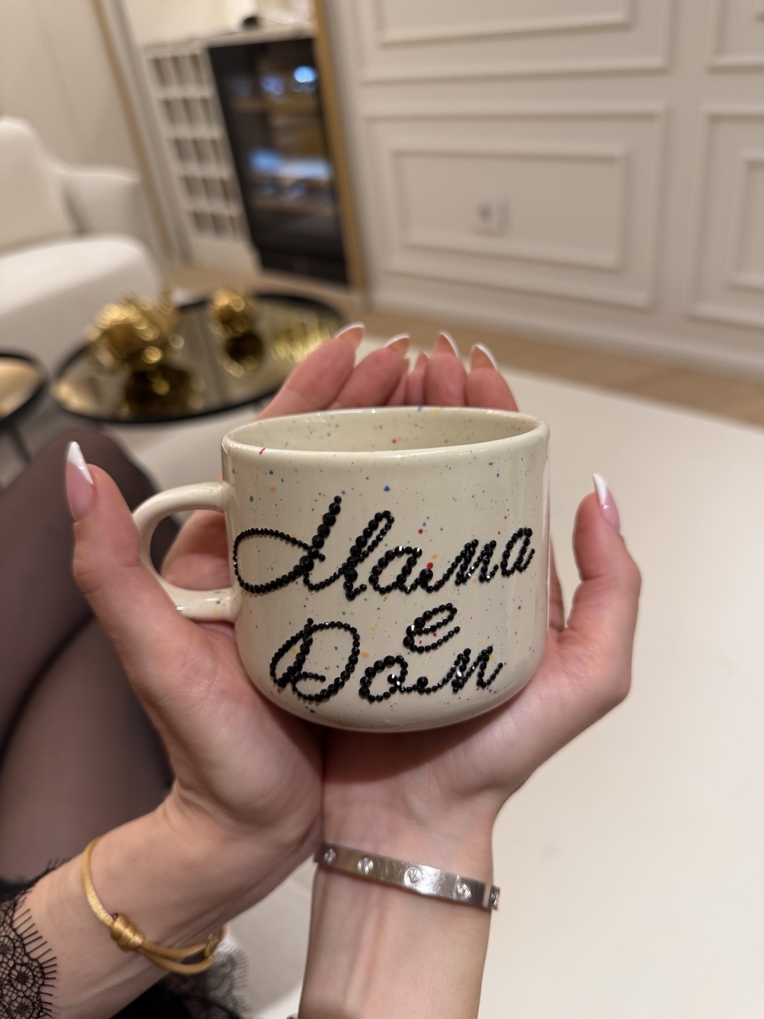 Персонална чаша за кафе с кристали - ART•NUDE