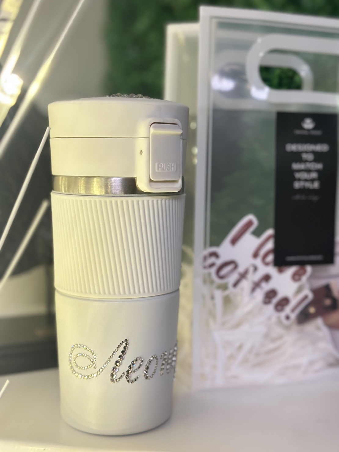 Персонализирана термо чаша с кристали – 400 ml