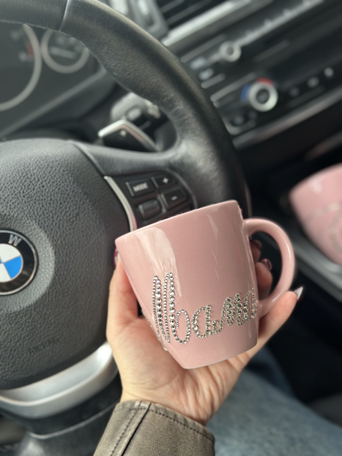 Чаша baby pink с надпис Мама