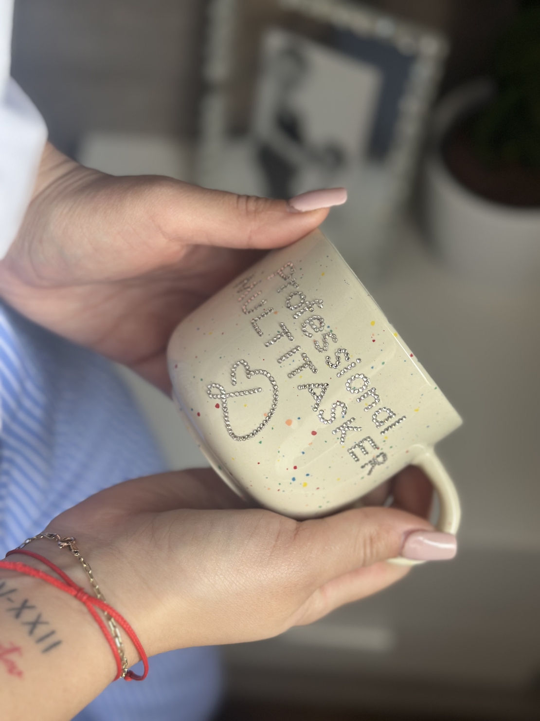 Персонална чаша за кафе с кристали - ART•NUDE