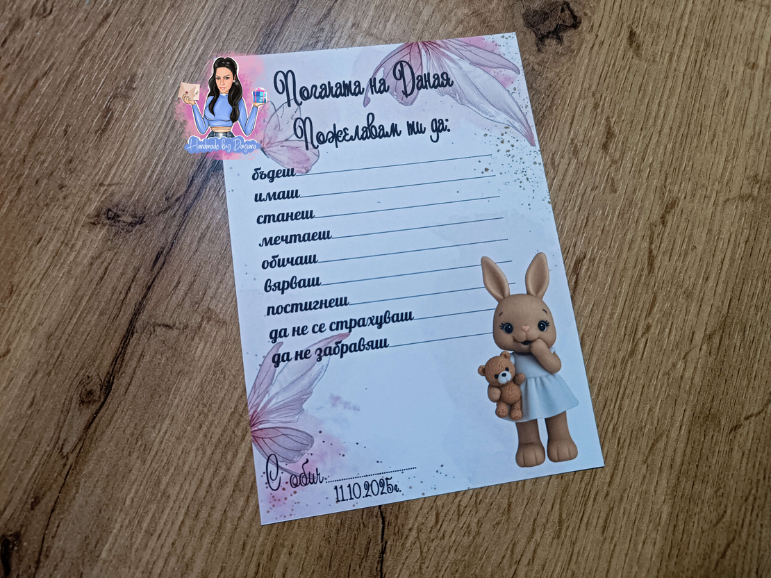 Карти за наричане - ''Зайче с мече''