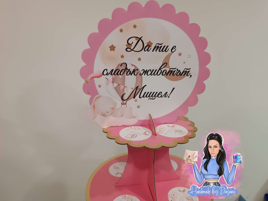 Стойка за мъфини - ''Зайче с балон''