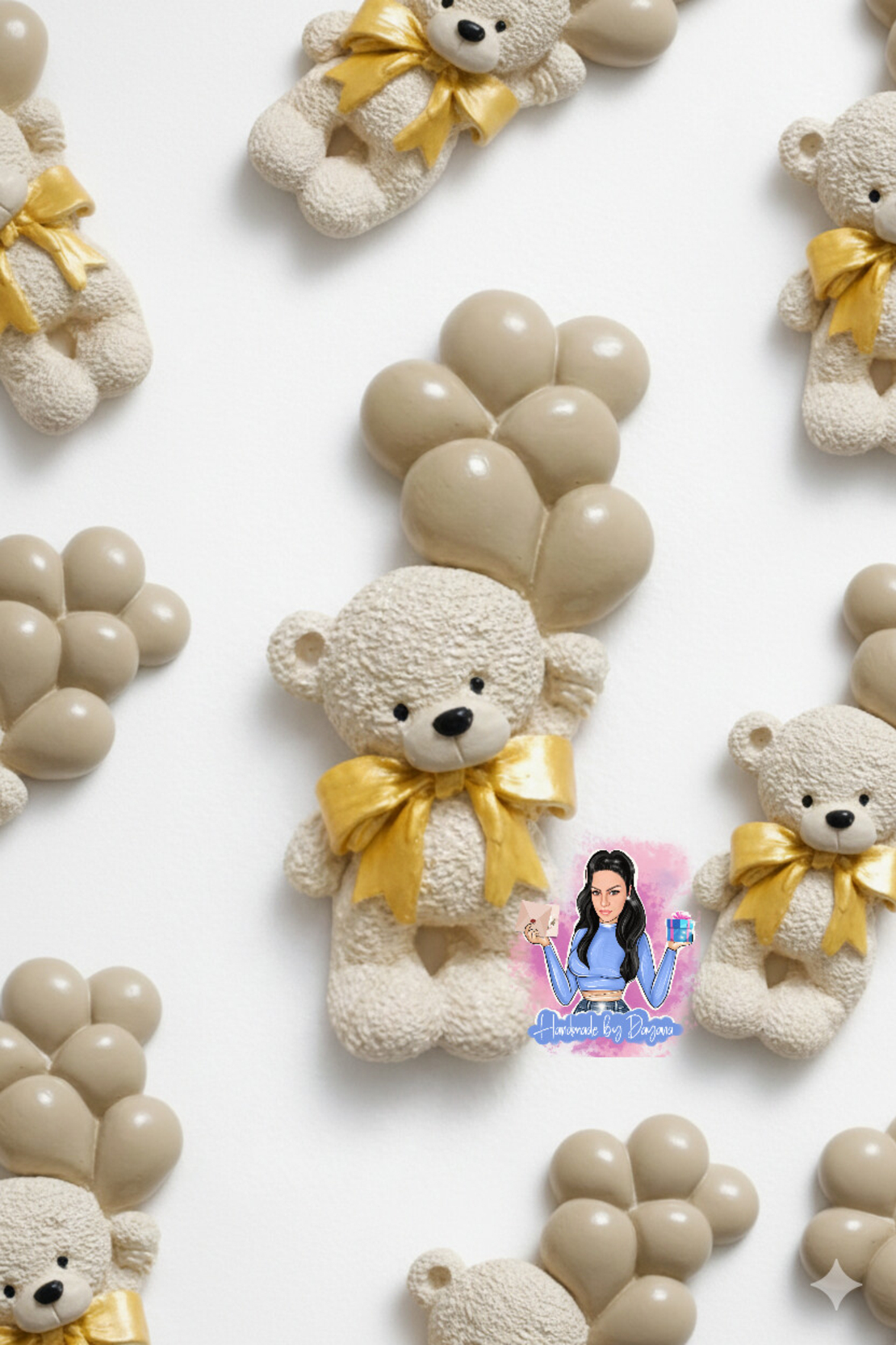 Подаръци за гости - мече с балони (бежови)
