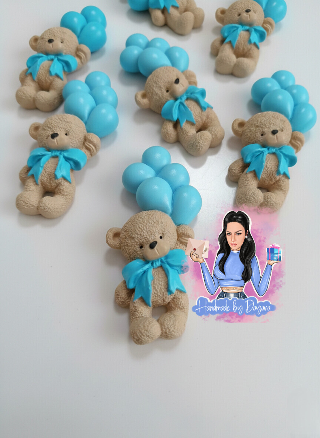 Подаръци за гости - мече с балони (сини)