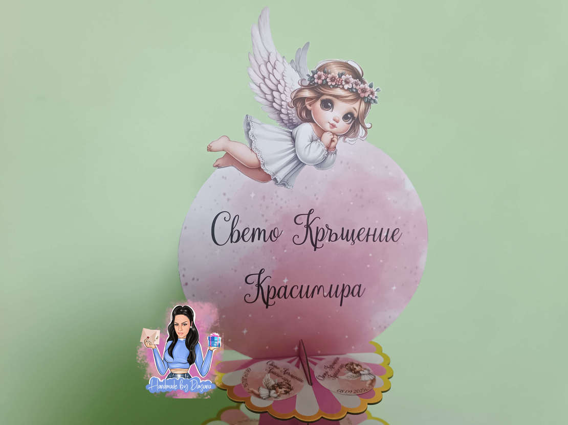 Стойка за мъфини '' Ангелче - розово''