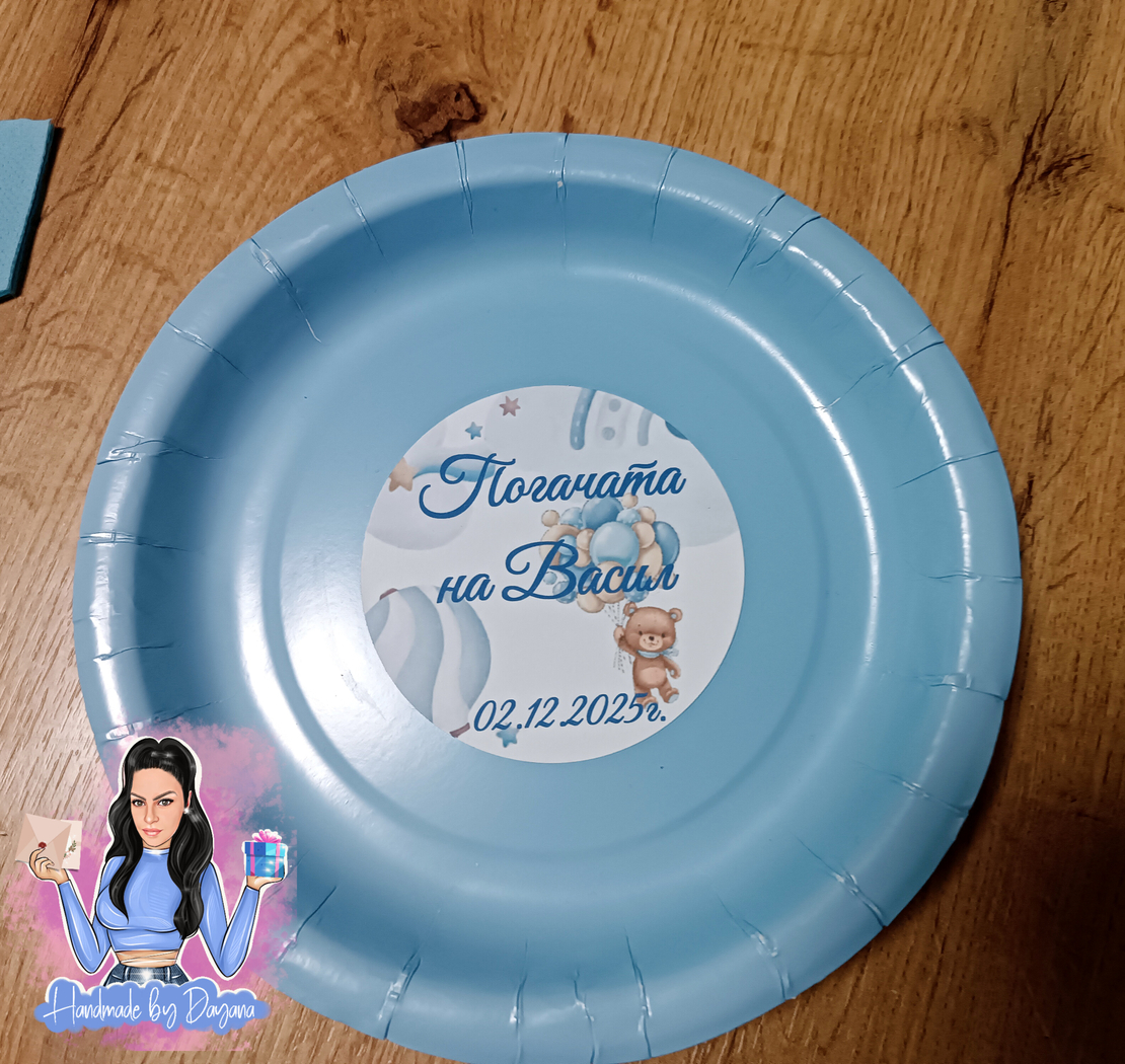 Чиния с декорация - '' Мече с балони в синьо '' 2