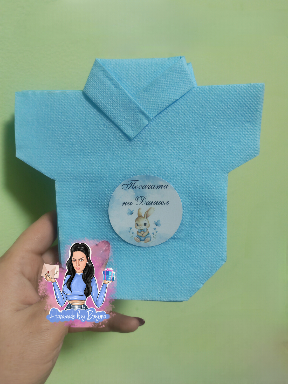 Салфетка боди - ''Зайче с папионка