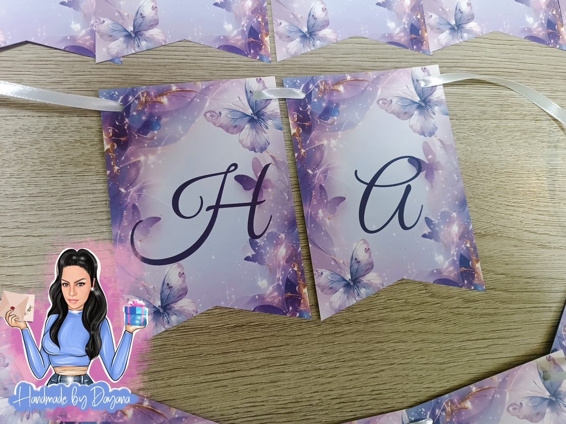 Банер в лилаво с пеперуди