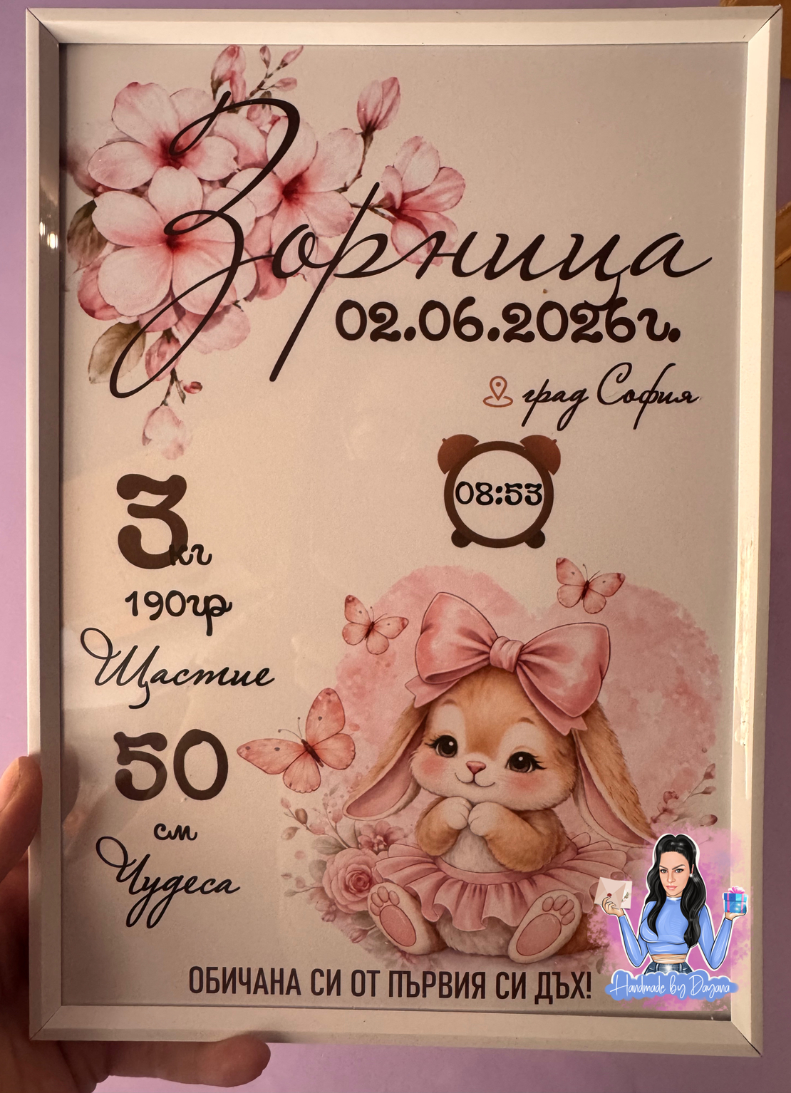 Бебешка визитка в рамка 