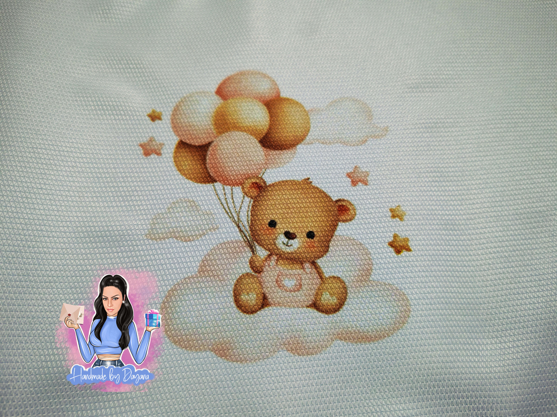 Кърпа (месал) за погача ''Мече с балони - розово''