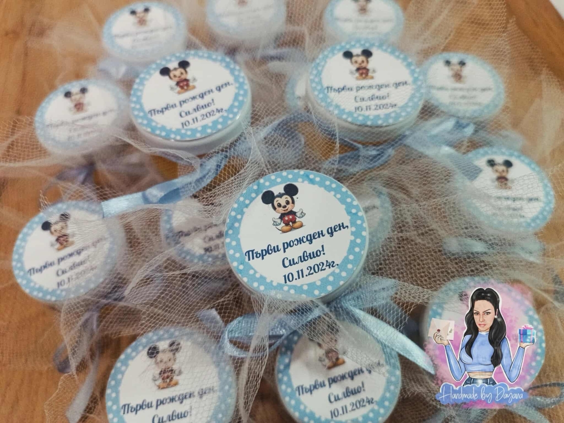 Бурканче със соева свещ и персонализирана декорация ''Мики Маус''